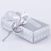 50pcs Wedding Favours Clear Crystal Rose ze złotem/srebrnym długim łodygą w pudełku prezentowym pudełko na pudełko prysznicowe prezenty dla gościa SN4290