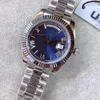 Nyheter Män Klockor Blå Röd Ratt Dag Datum Dagdatera Automatisk mekanik 41mm Sapphire Glass Rostfritt Mens Watch A-69