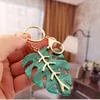 Keychains Green Leaf Metal Keychain Beautiful And Fresh Foliage Shape Key Ring Festival Gift Bag Pendant Enek22