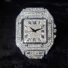 Orologi da uomo quadrati ghiacciati Orologi da uomo hip-hop con diamanti pieni di lusso delle migliori marche Moda Unltra sottile orologio da polso gioielli maschili 2021