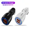 QC3.0 Quick Car Charger 6A Dual USB Currency Cigarette Lighter Fast Charging For iPhone Xiaomi Car Adapter