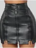 Молния PU бедро пакет женская мини юбка сексуальная высокая талия разделить черные короткие юбки для женщины осень лето женское дно 220317
