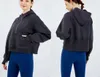 lu-33 Semi-Reißverschluss-Pullover für Damen, Kapuzenpullover, Yoga-Outfits, lockerer modischer Freizeitmantel, Laufen, Fitness, Yoga, lässig, verdickte Fitnessstudio-Kleidung