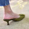 샌들 여성 여름 레이디 뮬 빅 사이즈 42 기본 스타일 신발 키드 스웨이드 프렌치 버클 슬리퍼 여성 펌프 지적 ToeSandals