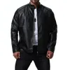 Men's Fur & Faux Man PU Leather Jacket Autumn Mandarin Collar Biker