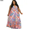 Plus size jurken mode afdrukken zomer sexy mouwloze maxi jurk casual losse camisole voor vrouwelijke vakantie 2022plus