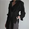 Женщины моды с длинным рукавом с твердым цветом блузки для офисных женщин белая синяя черная осенняя рубашка 220727