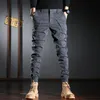 ly Designer Mass Men Dżinsy Wysokiej jakości splicowane patchwork Casual Cargo Spodnie Streetwear Hip Hop Joggers Harem Spodery 220726