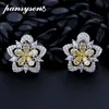 Stud 100% 925 Sterling Silver Flower Aquamarine Citrine Simulated Moissanite Wedding Engagement Earrings Fine JewelryStud Dale22 Farl22