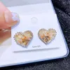 Stud Exquise Oostenrijkse Crystal Heart -oorbellen voor vrouwen goudkleur vergulde luxe partij sieraden Kirs22