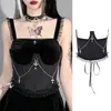 Belts Gothic Solid Color Lift Up Female Waist Corset With Dangle Chain Women Fashion Slimming Waistband Adjustable CorsetsBelts Emel22