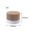 5G Empty Porcelain White Glass Eye Cream Pot Refillable Bottle Bamboo Wooden Lid Portable Cosmetic Packaging Sample Skincare Container Jars