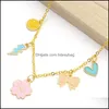 Pendenti e ciondoli Risultati dei gioielli Componenti 20 Pz Sakura Smalto Pendenti in lega di fiori Fiori di ciliegio Carino Braccialetti fai da te Neckl Dhdl3