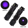 LED UV Flashlight Ultraviyole Meşalli Zoom Fonksiyon Mini UV Siyah Işık Evcil İdrar İdrar Dedektörü Akrep Avcılığı