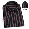 Mäns stretch anti-wrinkle bomullsskjorta långärmad röd randig klänningskjortor Slim Fit Social Business Cnappe Up Shirts 220516
