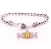 Accessoires de sport en titane Cadeau d'entraîneur plaqué argent antique multicolore clouté de cristal étincelant MOM BASEBALL ou SOFTBALL Bracelet de blé de sport