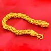 Chaîne de bracelet pour hommes 1 cm de large solide 18 carats jaune rempli Hip Hop Dragon Head Heavy Chain de poignet Lien des hommes