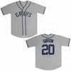 Chen37 Man Baseball 20 Josh Gibson Jersey Homestead Greys Negro League 버튼 다운 회색 흰색 자수 셔츠 크기 S-3XL