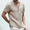 Polo da uomo T-shirt a maniche corte da uomo estiva Camicia casual in cotone e lino da uomo traspirante S-3XLUomo