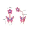 Papillon nombril anneau acier chirurgical nombril Piercing haltère rose ventre barre Nombril Ombligo pour femmes fille corps bijoux