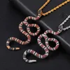 Kedjor Statement Coral Snake Hänge Halsband Kvinnor Män Hip Hop Smycken Bling Cubic Zirconia Chain GiftChains Godl22