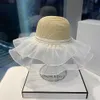 Chapeaux larges chapeaux d'été mode sortie chapeau de paille féminin perle dentelle grand style coréen protection solaire plage pour femmes larges wend22