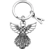 100st/Lot Key Ring Keychain Jewelry Silver Plated 26 English Letters Guardian Angel Wings Charms Pendant Nyckel Tillbehör