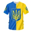 T-shirts pour hommes Maillot de football de l'Ukraine 2022 Drapeau de l'Ukraine T-shirt surdimensionné imprimé en 3D pour adultes/enfants Été Harajuku T-shirt de sport pour hommes et femmes
