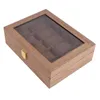 Watch Boxes & Cases 6/10/12 Slots Luxury Wooden Box Display Case Jewelry Organizer Glass Top Storage Holder Gift For Men WomenWatch Hele22