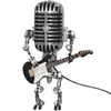 Microphone Robot Lampe Vintage Metal Touch Dimmer Table LED Guitar Bureau Solar Light 2205254666197