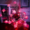 Cordes LED 1M / 2M Bouquet De Fleurs Artificielles Guirlandes Mousse Rose USB Guirlande Fée Lumière Pour La Saint Valentin Salle De Mariage DecorationLED