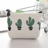 كرتون Canvas Cactus Zipper Coin Presh Card Card Bag Bag Mini Sanitary Factorizer Cosmetic Beal Wallet