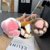 Portachiavi Palla di peluche Vera pelliccia di Rex Portachiavi Cat Claw Borsa da donna Ciondolo Giocattolo carino Ornamenti appesi Portachiavi per auto Orso Trinkets219N