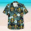 Mäns casual skjortor män hawaiian skjorta cool amerikansk stil armé logotyp sommarsemester strand oss ​​storlek kubansk krage aloha toppsmens eldd22