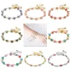 Pulsera de cadena de hebras con cuentas de mal de ojo coloridas para mujer, brazalete envolvente clásico de acero inoxidable, regalo de joyería de moda femenina