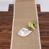 BALLE Burlap Lace Table Runner Rustic Jute Shabby Hessian Wholesale Cover Wedding Festival Party Event Decoration 220615