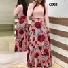 Plus Size Womens Summer Print Stitching Flower Long Banquet Dress Bodycon Dress Elegant Sexy Woman Super Long Dress 220530