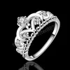 925 Sterling Silver AAA zircon Crown Ring Classic For Women Fashion Wedding Engagement Party Gift Charm Jewelry