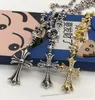 Designer smycken vintage dubbelkorsar hänge halsband mikroinlägg diamanter korsar män kvinnor S925 silverkedja högkvalitativa halsband Ny designad