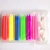 Bougies multicolores pour gâteau de mariage, fournitures de fête d'anniversaire, flammes sûres, décoration de Dessert, flamme colorée, 6 pièces/paquet