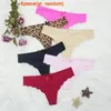 Women039S trosor 6pcslots sömlösa intima thongs sexiga kvinnor underkläder leopard tunna strängar is siden bikini låg midja flickor 6995519