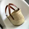 Superior quality Bucket Tote bags summer vacation beach straw bag Vegetable basket new woven shopping bag women's single shoulder diagonal handbags lo