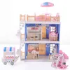 Accessoires de maison de poupée pour bébé, bricolage, Villa de princesse rose et bleue, Construction faite à la main, meubles miniatures, maison de poupée pour enfants, cadeau