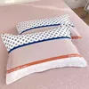 100% High Quality Cotton Bedding Set 1 Duvet Cover 2 Pillowcases Simple Striped Style 16 Sizesaccept Custom-size