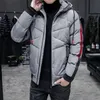 Fashion Fit Hooded Men Parkas Slim Solid Color Mens Coat Casual Thick Windbreakers Winter Outwear Male Cotton Padded 12 201127