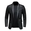 Костюм негабаритный кожаный курт бизнес -мода мужская веганская куртка мужская слабая кожаная куртка для мужчин S5XL 220816