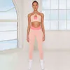 Women Tracksuits Yoga Set Sportswear Gym Clothing Fitness Crop Top Hight Waist Leggings Fit J220706