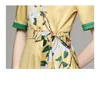 Boutique Damen Bedrucktes Kleid 2022 Sommer-Blumenkleid High-End-Trend-Damenkleider Schleife Runway-Kleider OL-Kleider