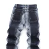 Retro Blue Men Jeans Fashion Slim Fit Street Personally Ruped штаны 2022 весна осень случайные брюки панталоны Para Hombre Vaqueros