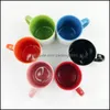 Tasses Drinkware Cuisine Bar à manger Maison Jardin Sublimation Blanc Céramique Couleur Poignée À L'intérieur De La Tasse Par Encre DIY Transfert Chaleur Presse Impression Mer